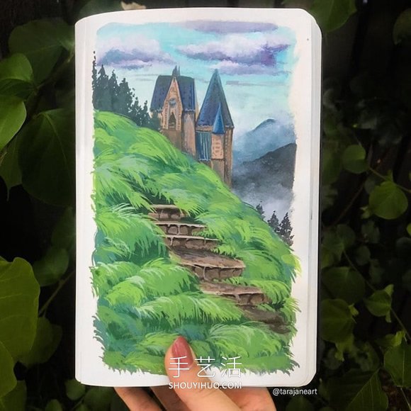 受吉卜力电影启发，梦幻山水画装满了她的素描本(图3)