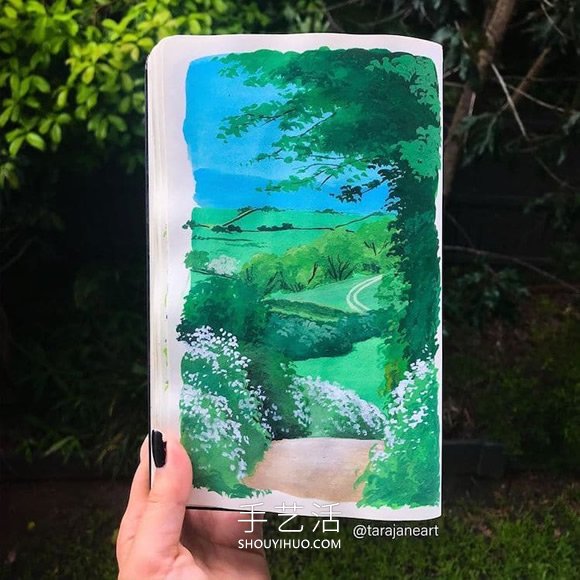 受吉卜力电影启发，梦幻山水画装满了她的素描本(图8)