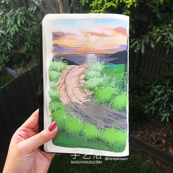 受吉卜力电影启发，梦幻山水画装满了她的素描本(图9)