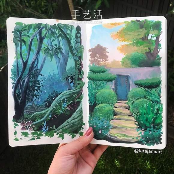 受吉卜力电影启发，梦幻山水画装满了她的素描本(图7)