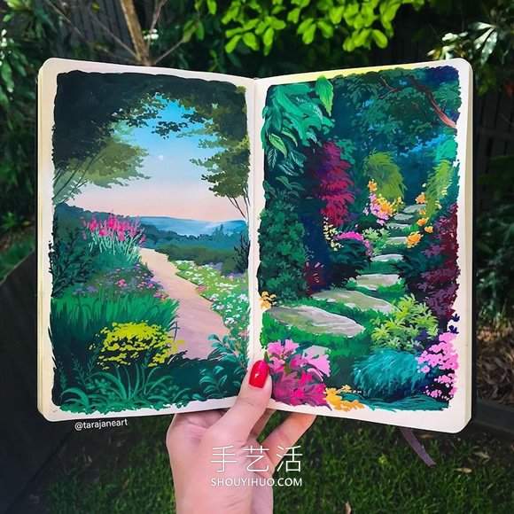 受吉卜力电影启发，梦幻山水画装满了她的素描本(图5)