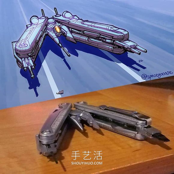 日常家用物品重构！壮观的太空飞船图纸设计(图11)