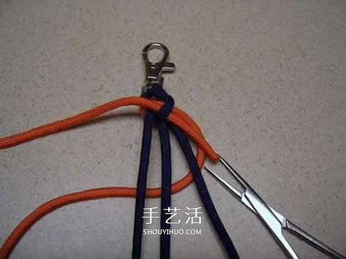 手工刀坠绳编法图解 伞绳刀坠的编法教程(图13)