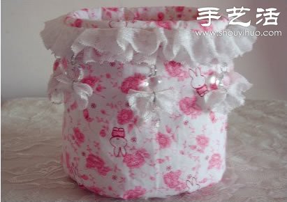 油桶+棉花+棉布 废物利用手工制作收纳筐(图3)