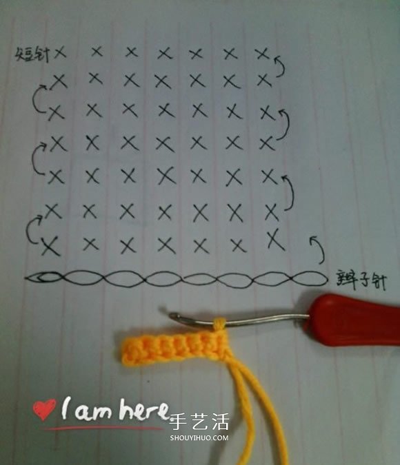 简单钩针编织教程：毛线爱心小挂饰的织法(图5)