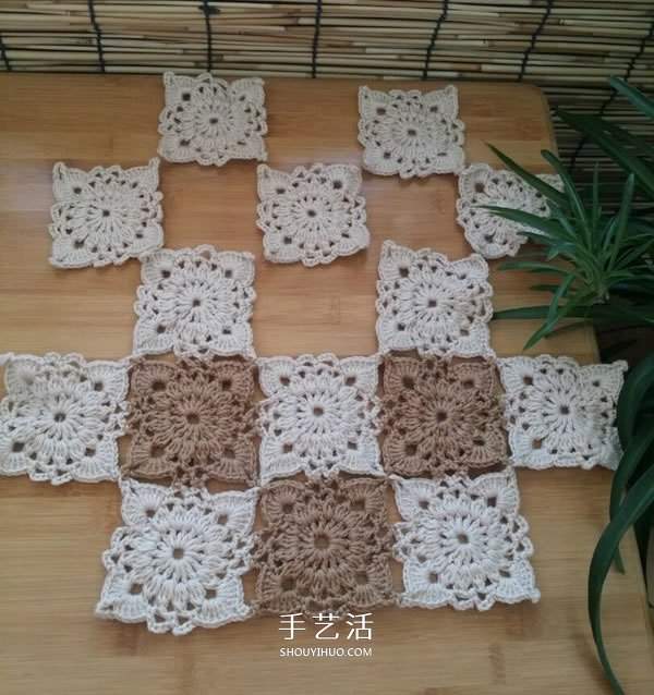 由单元花组合而成!手工钩针编织漂亮毯子图解(图8) 由单元花组合而成!手工钩针编织漂亮毯子图解(图8)