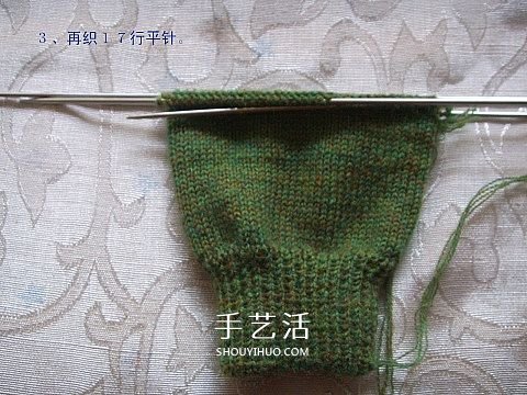 纯色无花纹手套的织法 手工编织带手指手套(图3) 纯色无花纹手套的织法 手工编织带手指手套(图3)