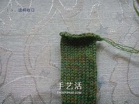 纯色无花纹手套的织法 手工编织带手指手套(图12) 纯色无花纹手套的织法 手工编织带手指手套(图12)