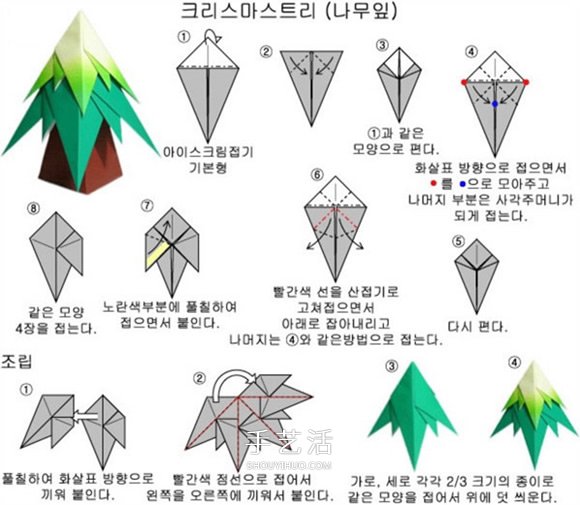 彩色立体圣诞树怎么折 美丽的圣诞树折纸图解(图2) 彩色立体圣诞树怎么折 美丽的圣诞树折纸图解(图2)