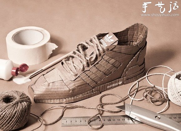 瓦楞纸板手工制作运动鞋模型(图2)