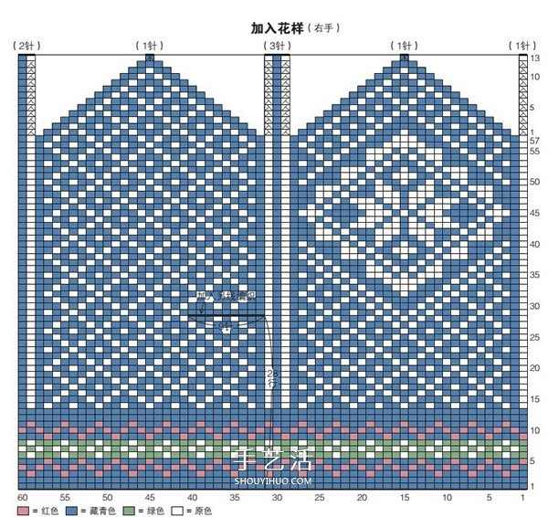 用毛线编织带漂亮花纹的连指手套织法图解(图4)