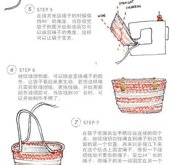 用缝纫机制作小清新毛线购物袋的做法图解(图3)