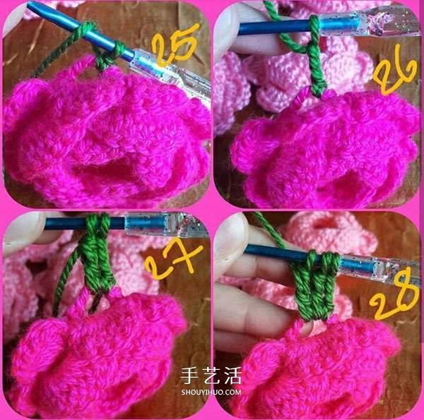 立体小花怎么钩图解 好看立体花朵钩织教程(图5)