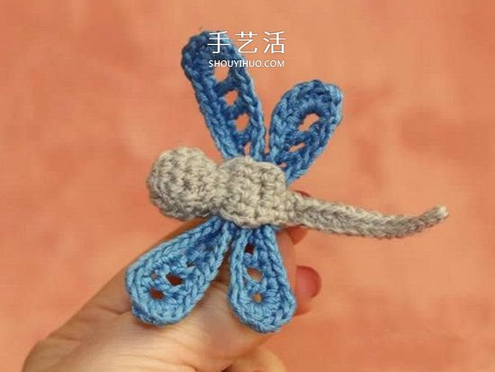 钩织蜻蜓的钩法图解 可用作衣物上的漂亮装饰(图13)