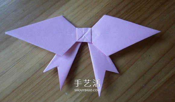 简单易学的折纸蝴蝶结 正方形纸折蝴蝶结折法(图14)