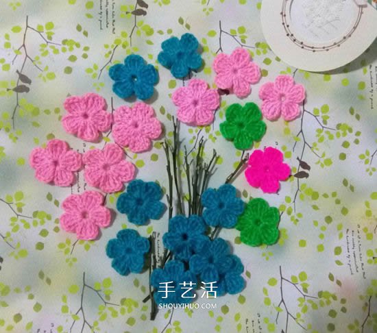 可爱五瓣花朵的钩法 基础钩织毛线小花图解(图3)