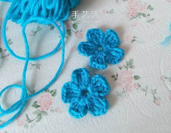 可爱五瓣花朵的钩法 基础钩织毛线小花图解(图12)