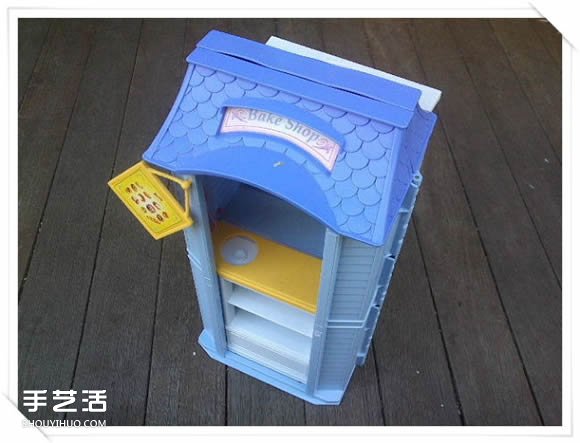 旧玩具手工改制花园里的“面包房”花盆架(图3)