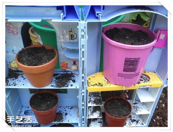 旧玩具手工改制花园里的“面包房”花盆架(图11)