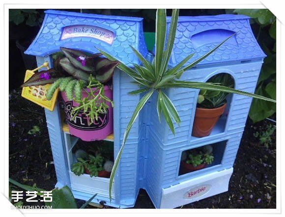 旧玩具手工改制花园里的“面包房”花盆架(图13)