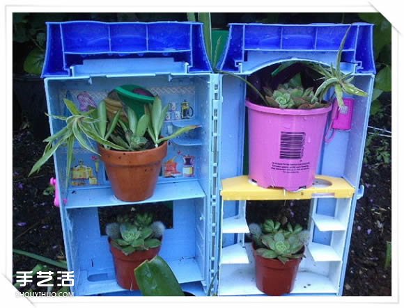 旧玩具手工改制花园里的“面包房”花盆架(图14)
