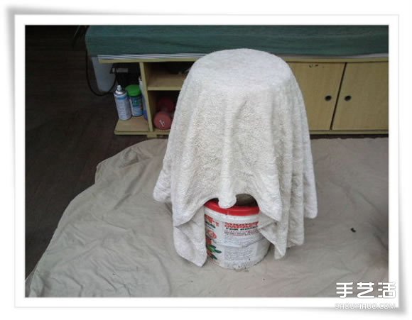 旧毛巾废物利用做花盆 水泥毛巾花盆手工制作(图5)