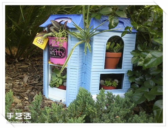 旧玩具手工改制花园里的“面包房”花盆架(图16)