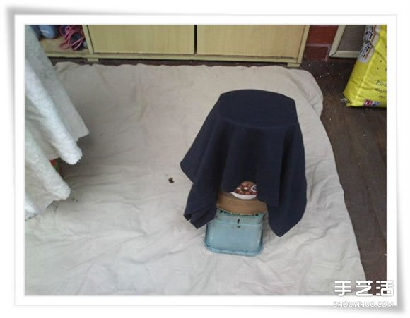 旧毛巾废物利用做花盆 水泥毛巾花盆手工制作(图7)