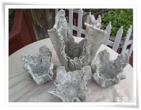 旧毛巾废物利用做花盆 水泥毛巾花盆手工制作(图15)