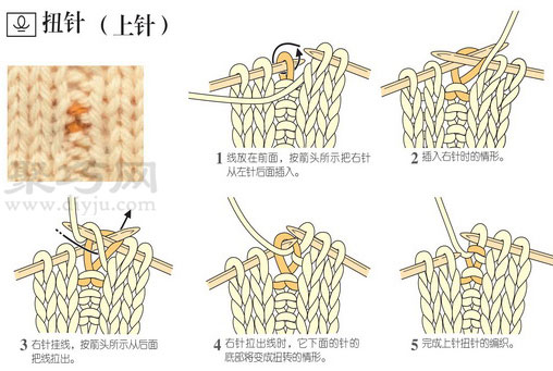 棒针入门之基础针法：上针下针扭针的织法(图3)