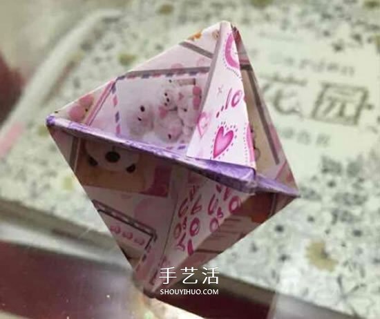 纸陀螺怎么折叠图解 会转的折纸陀螺折法(图5)