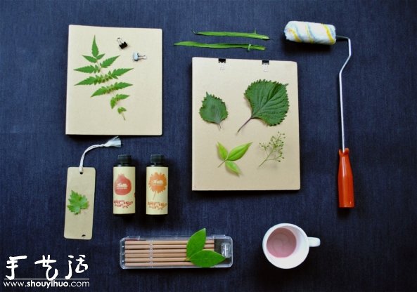 叶片印染DIY，制作小清新书本封面(图2)