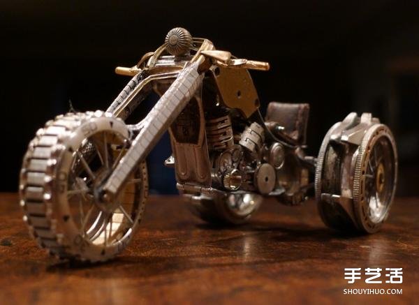 旧手表改造摩托车模型的手工作品图片(图3)