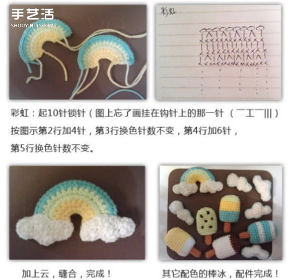 钩针风铃制作教程 可爱风铃钩针编织针法图解(图6)