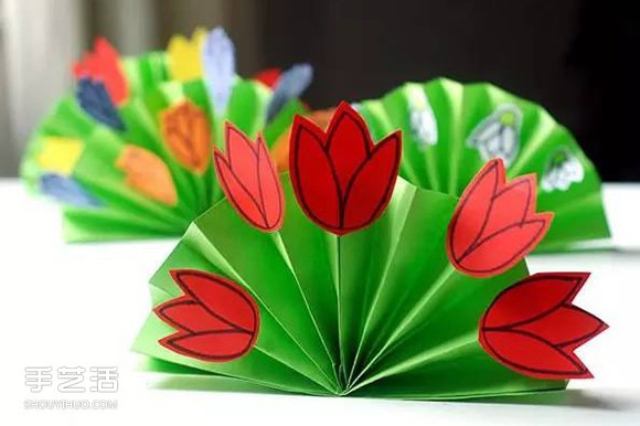 幼儿花圃手工制作图片 简单折纸花丛的教程 - 诺云双维造物网