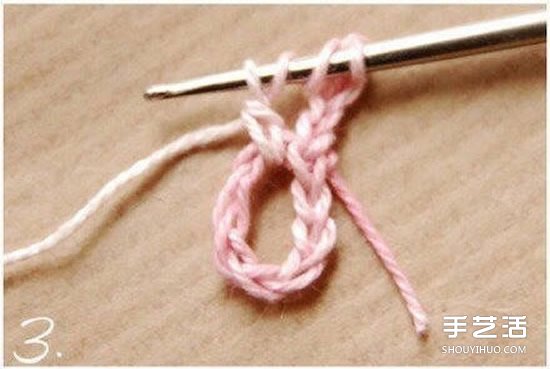 钩针小花朵图解教程 六个花瓣装饰小花的钩法(图2)