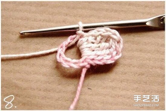 钩针小花朵图解教程 六个花瓣装饰小花的钩法(图5)