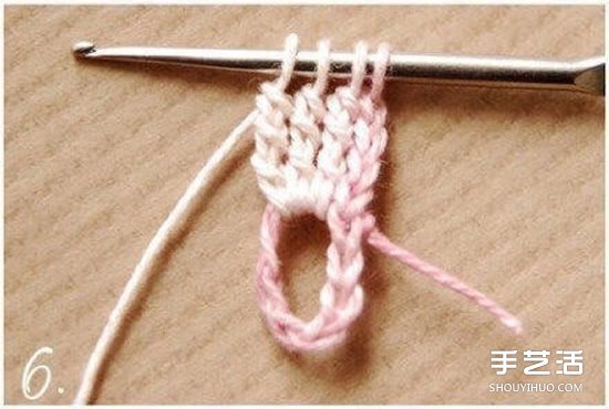 钩针小花朵图解教程 六个花瓣装饰小花的钩法(图4)
