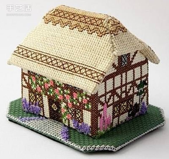 钩针房屋模型手工制作 房子手工艺品钩针DIY(图1)