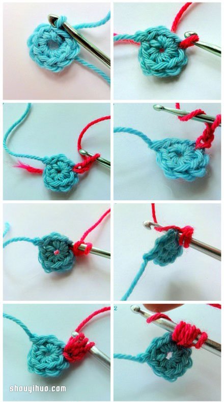 漂亮手工花朵钩针制作图解教程(图2)