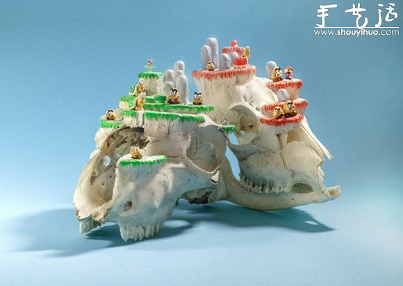 动物头骨上的超级玛丽游戏场景(图3)
