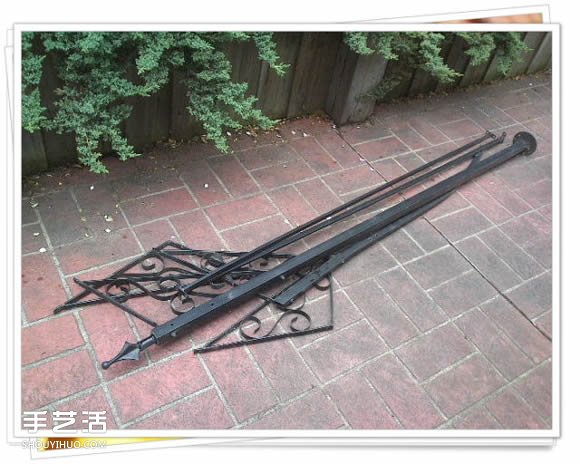铁架子废物利用 DIY手工制作搁置花盆的架子(图1)