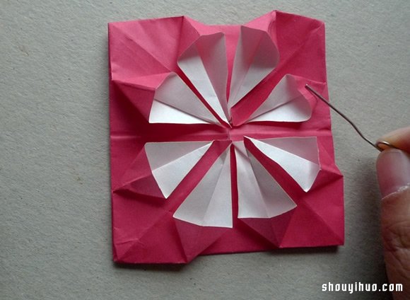 纸绣球的做法 折纸绣球花手工制作图解教程(图10)