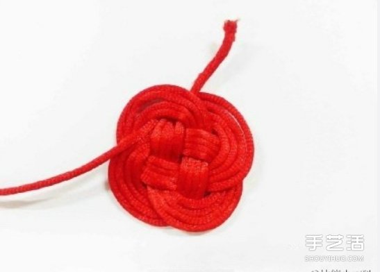 双线结玫瑰花的编法 手工编织双线结玫瑰图解(图4)