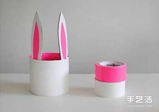 幼儿小兔收纳罐的做法 简单兔子收纳罐DIY制作(图3)