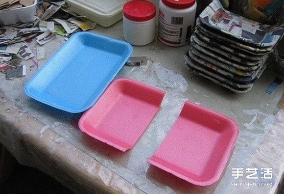 一次性塑料饭盒手工制作好用的储物盒收纳墙(图2)