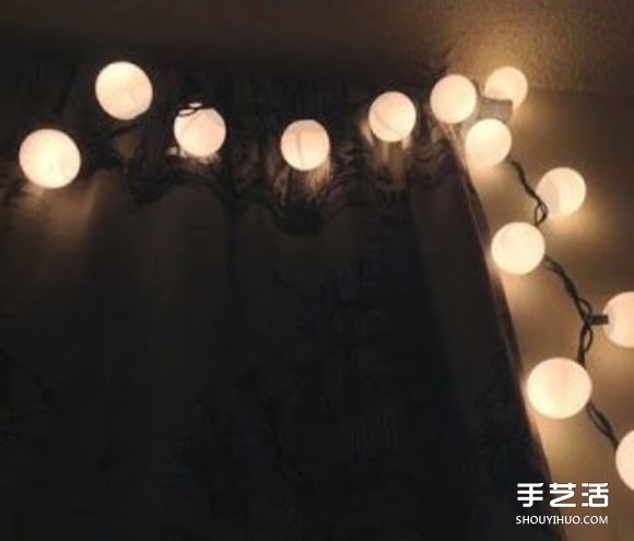 破掉的乒乓球废物利用DIY制作节日装饰灯带(图4)