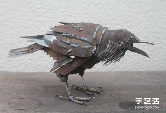 废弃金属变废为宝DIY翠鸟、蓝蝶、喜鹊等动物(图5)