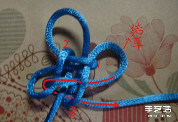最基本酢浆草结及其组合结如意结的编织图解(图5)