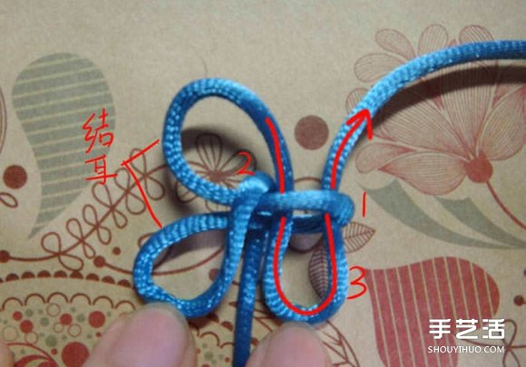最基本酢浆草结及其组合结如意结的编织图解(图4)